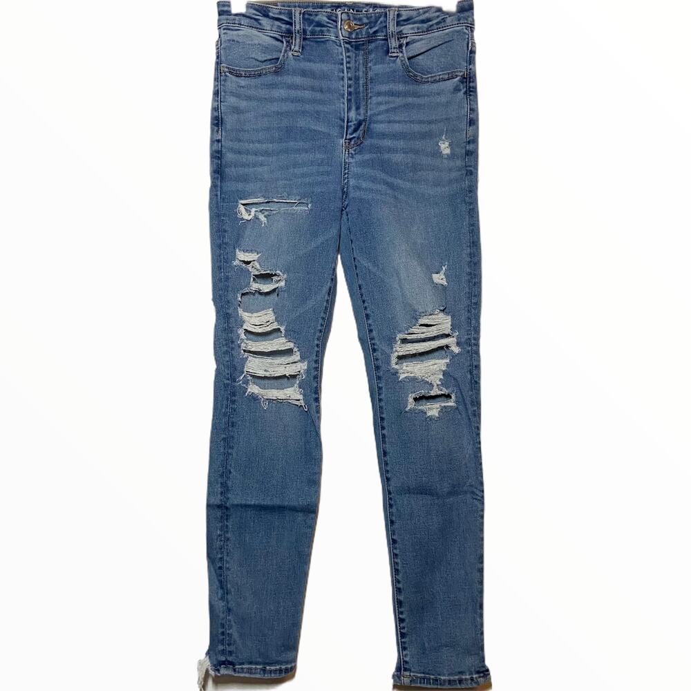 American Eagle Next Level Stretch Super Hi-Rise Jeggings Skinny Blue 8